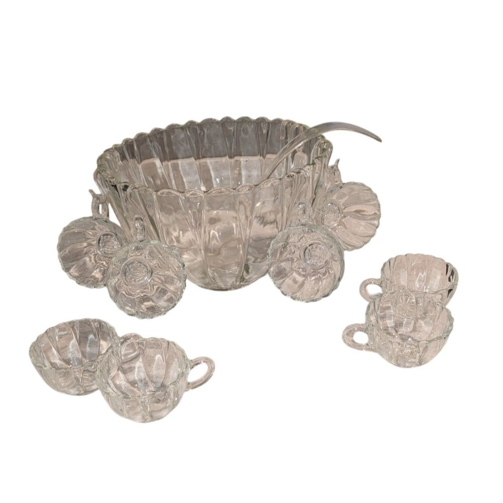 Vintage Edgewood 18-Pc Crystal Punch Set by Hazelware Kmart, popcorn, Holiday